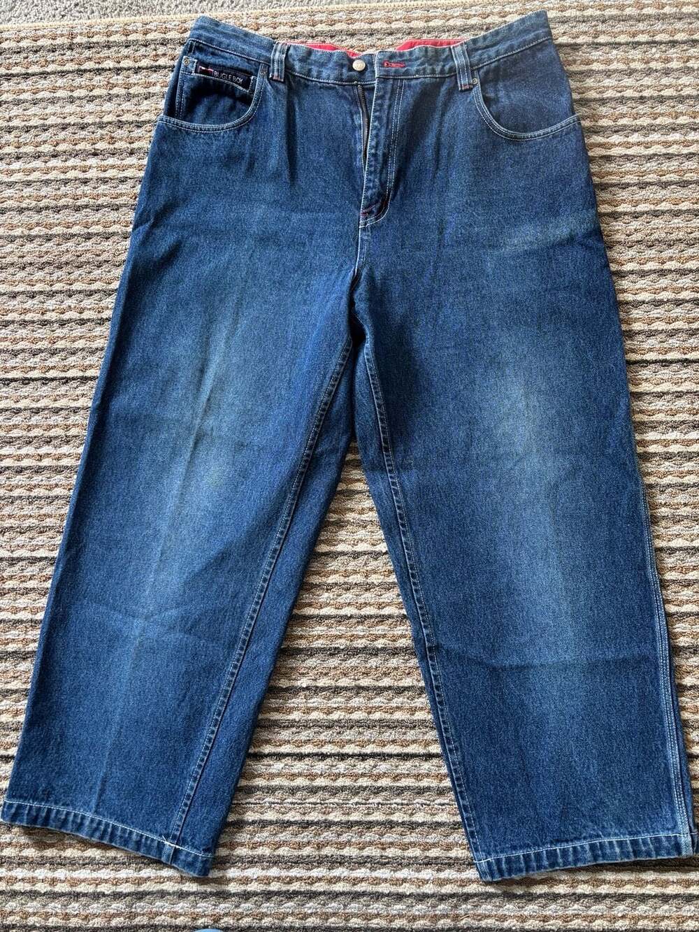 Bugle Boy Vintage Carpenter Denim Jeans Size 40x30 Blue Relaxed Wide Leg